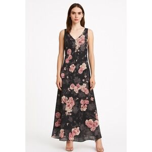 California Krush Vintage Floral Maxi Dress Women's Medium Y2K Dark Romantic Rose